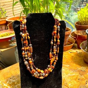 Beads & silver multi strand necklace